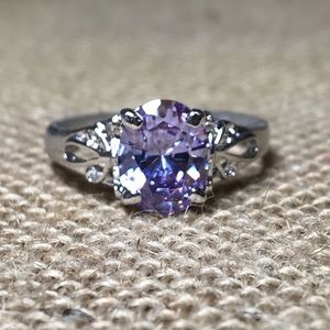 Beautiful lavender CZ ring in sterling silver